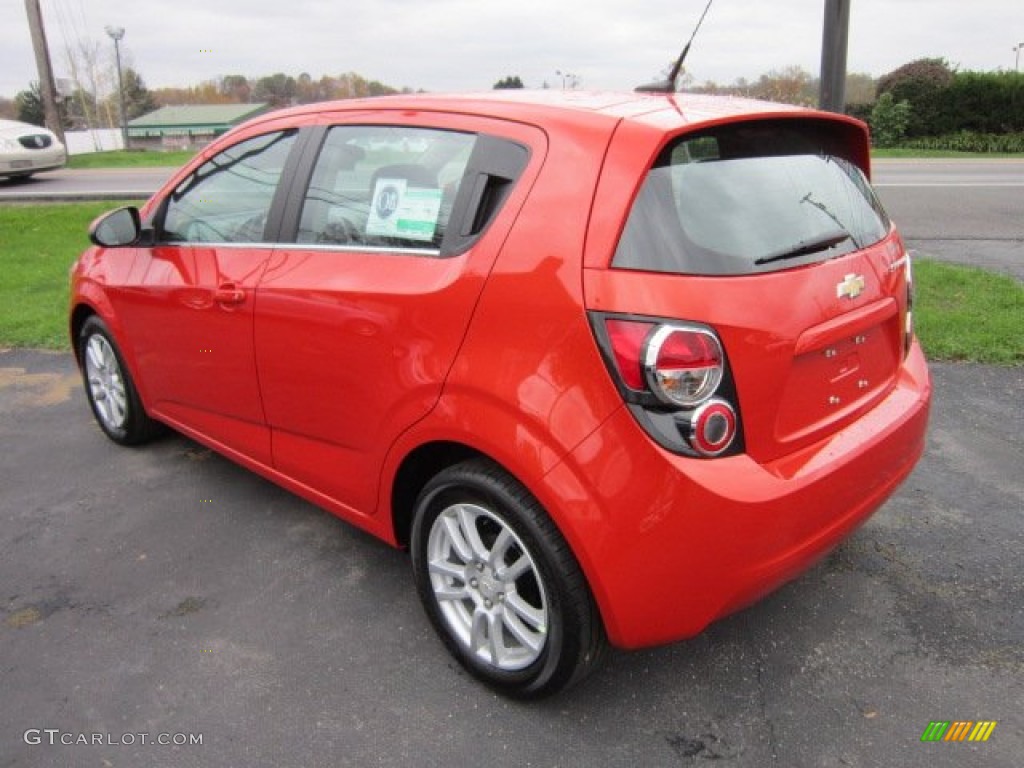 Inferno Orange Metallic 2012 Chevrolet Sonic LT Hatch Exterior Photo #55593647
