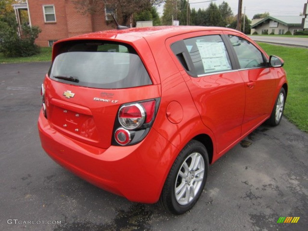 Inferno Orange Metallic 2012 Chevrolet Sonic LT Hatch Exterior Photo #55593665