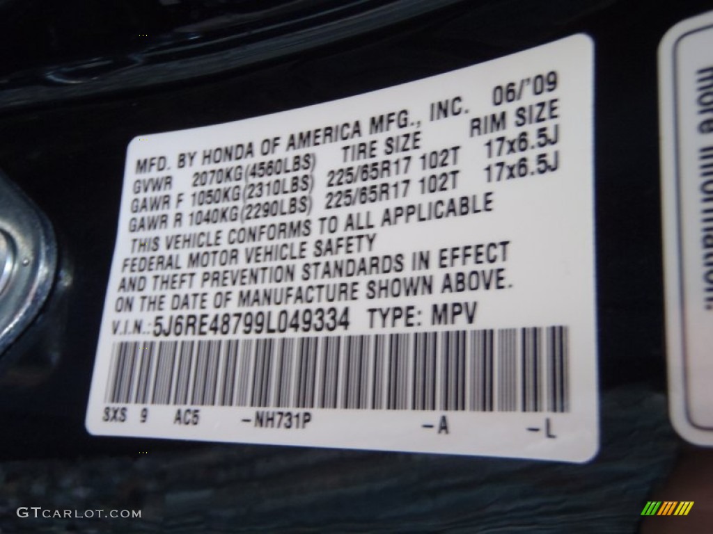 2009 CR-V EX-L 4WD - Crystal Black Pearl / Black photo #17