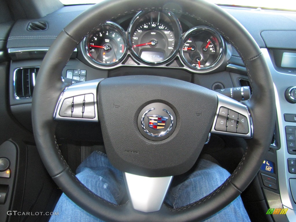 2012 Cadillac CTS Coupe Ebony/Ebony Steering Wheel Photo #55597174