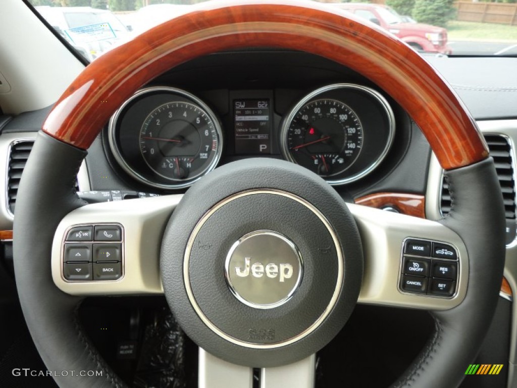 2012 Jeep Grand Cherokee Overland 4x4 Black Steering Wheel Photo #55599205