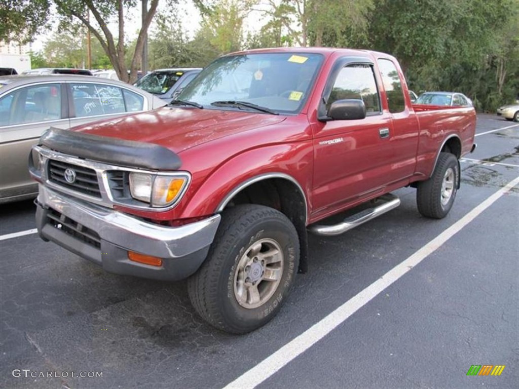 1997 Tacoma Extended Cab 4x4 - Sunfire Red Pearl Metallic / Beige photo #4