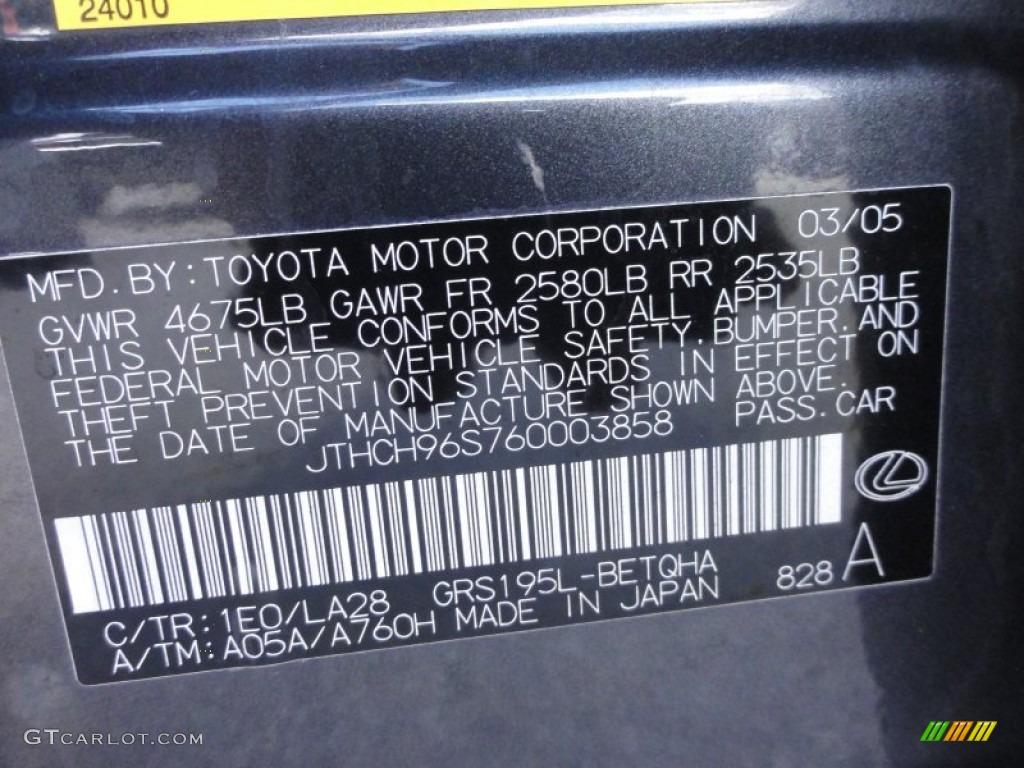 2006 GS Color Code 1E0 for Flint Gray Mica Photo #55607791