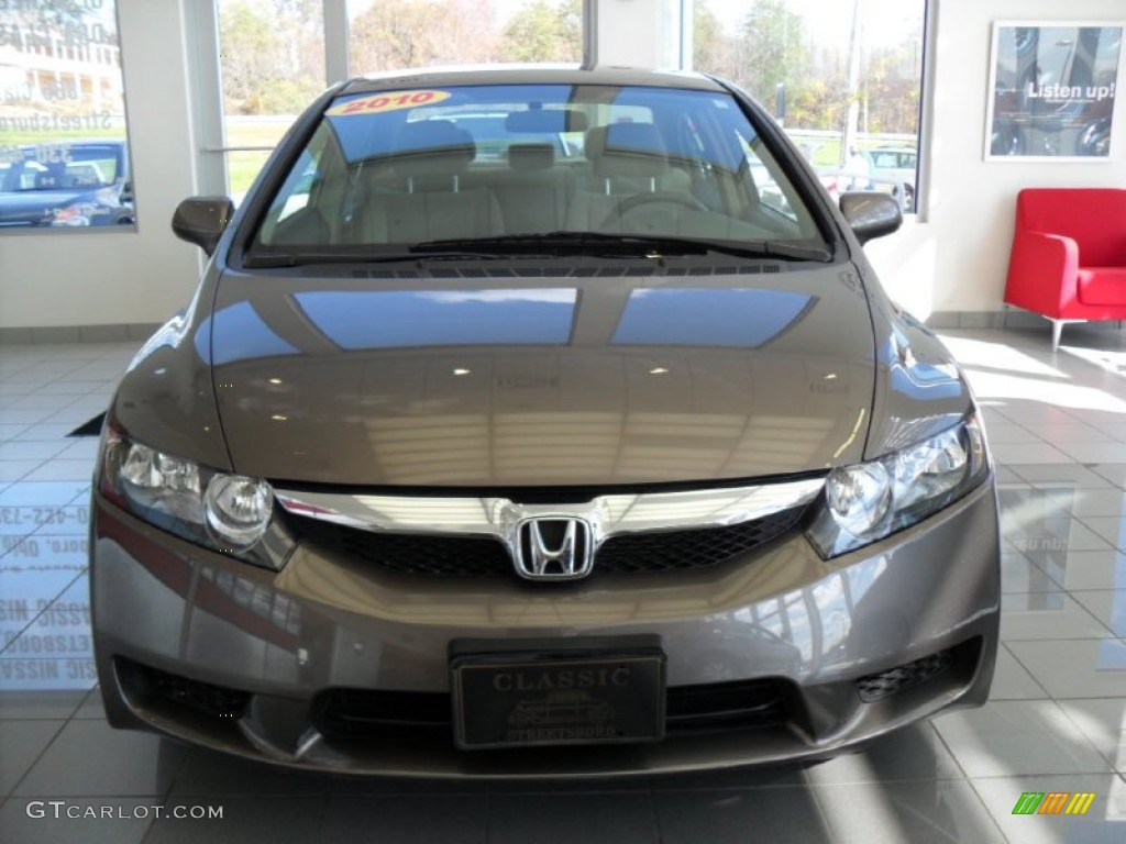 2010 Civic LX Sedan - Urban Titanium Metallic / Beige photo #11