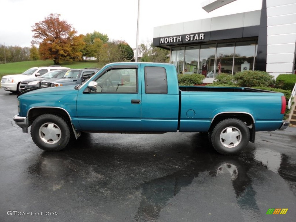 1994 Sierra 1500 SL Extended Cab 4x4 - Bright Teal Metallic / Beige photo #2