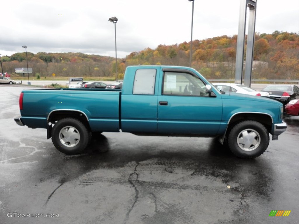 1994 Sierra 1500 SL Extended Cab 4x4 - Bright Teal Metallic / Beige photo #6