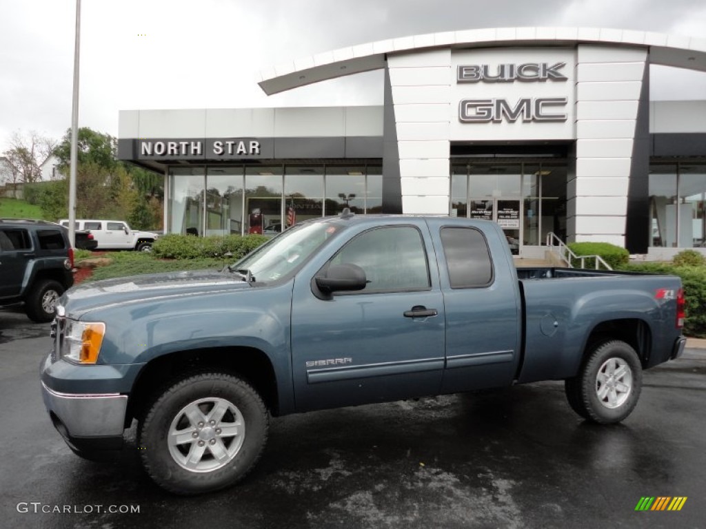 2012 Sierra 1500 SLE Extended Cab 4x4 - Stealth Gray Metallic / Ebony photo #1