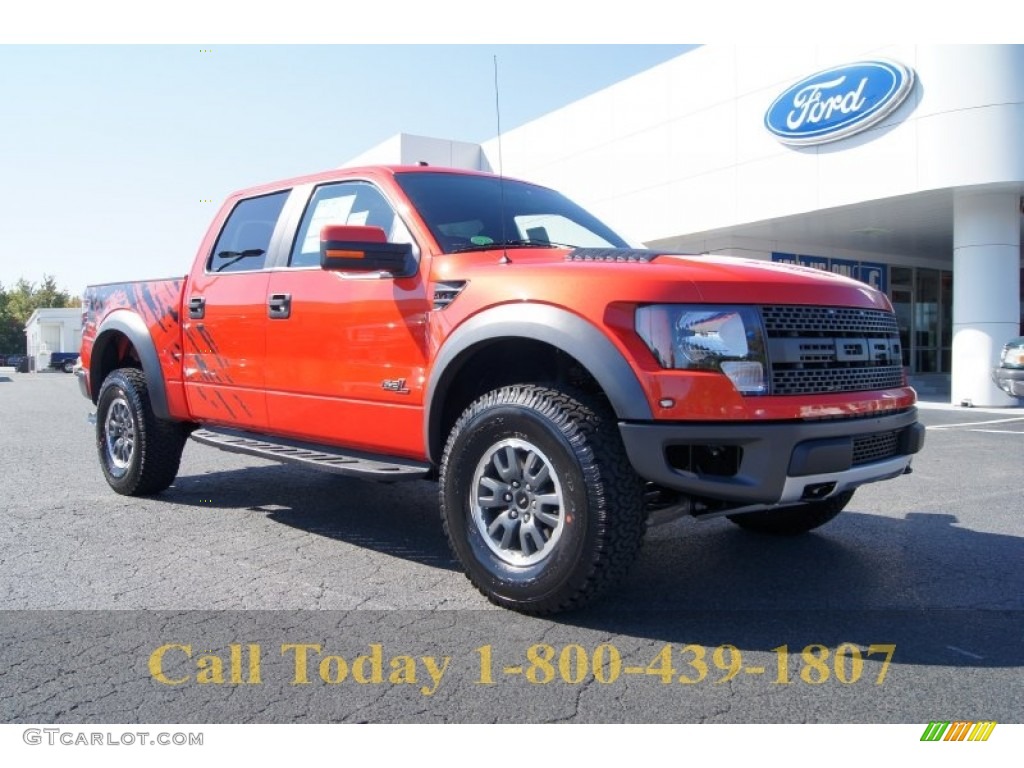 2011 F150 SVT Raptor SuperCrew 4x4 - Molten Orange Tri Coat / Raptor Black/Orange photo #1