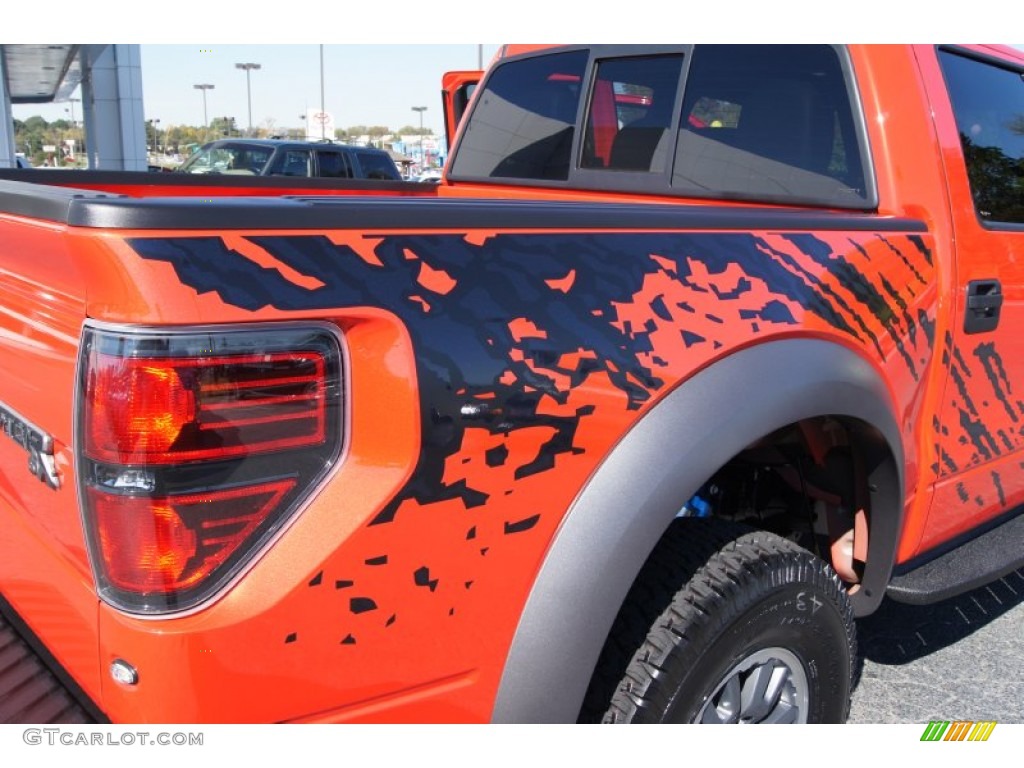 2011 F150 SVT Raptor SuperCrew 4x4 - Molten Orange Tri Coat / Raptor Black/Orange photo #22