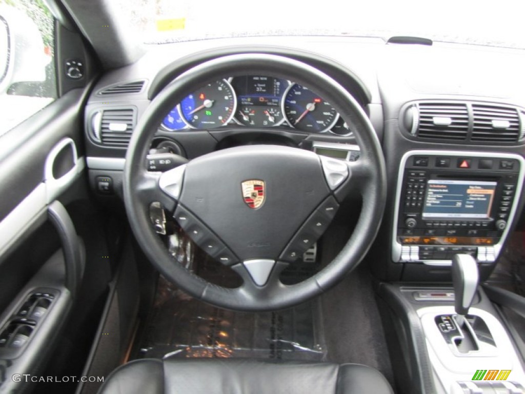 2004 Porsche Cayenne Turbo Black Steering Wheel Photo #55625834