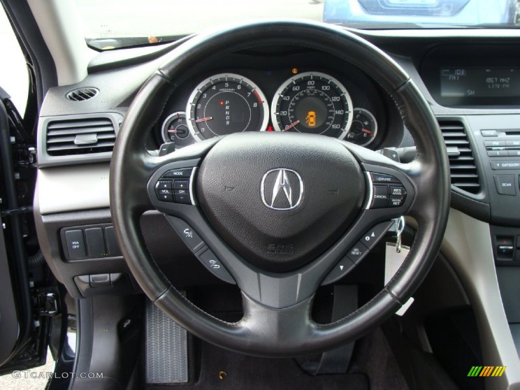 2010 Acura TSX Sedan Ebony Steering Wheel Photo #55626443