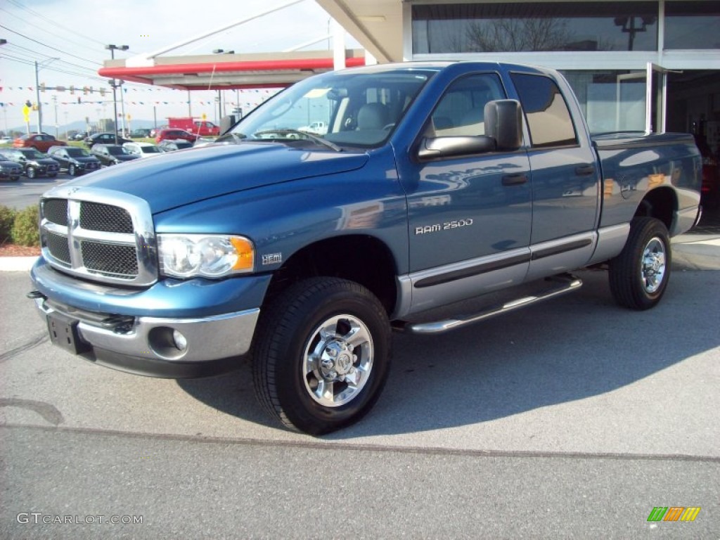 2005 Ram 2500 SLT Quad Cab 4x4 - Atlantic Blue Pearl / Taupe photo #1