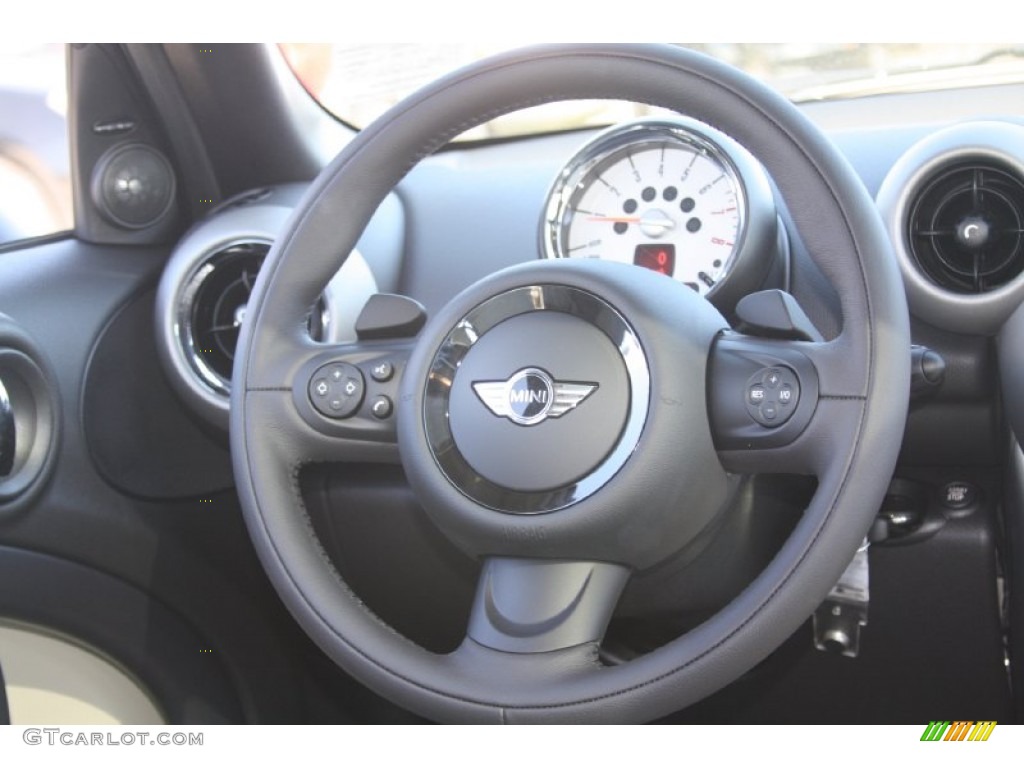 2012 Mini Cooper S Countryman Gravity Polar Beige Leather Steering Wheel Photo #55632608