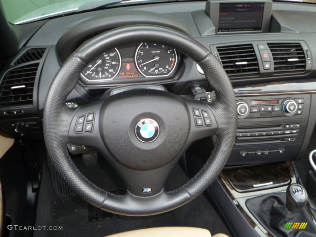 2008 BMW 1 Series 135i Convertible Savanna Beige Steering Wheel Photo #55633601