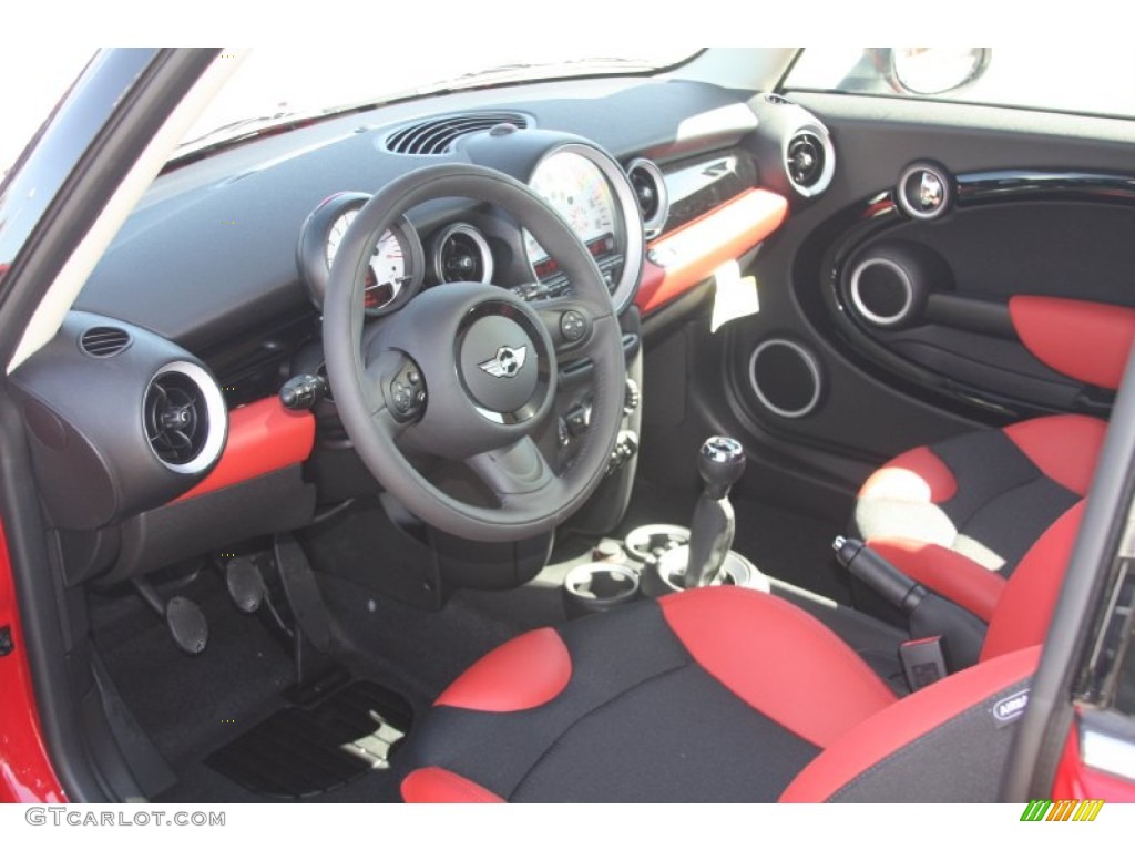 Rooster Red/Carbon Black Interior 2012 Mini Cooper Hardtop Photo #55634369