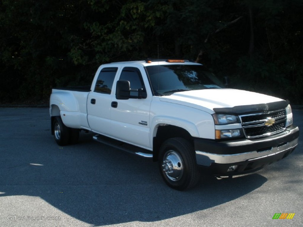 2006 Silverado 3500 LT Crew Cab 4x4 Dually - Summit White / Tan photo #1