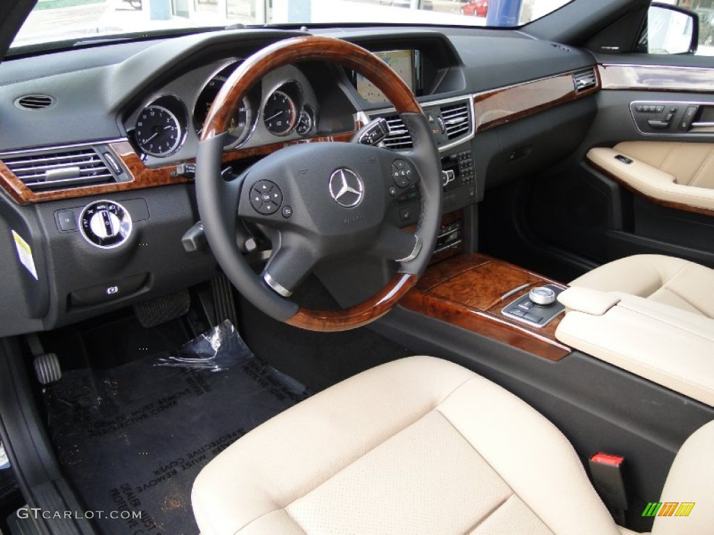 Almond/Black Interior 2012 Mercedes-Benz E 350 BlueTEC Sedan Photo #55642706