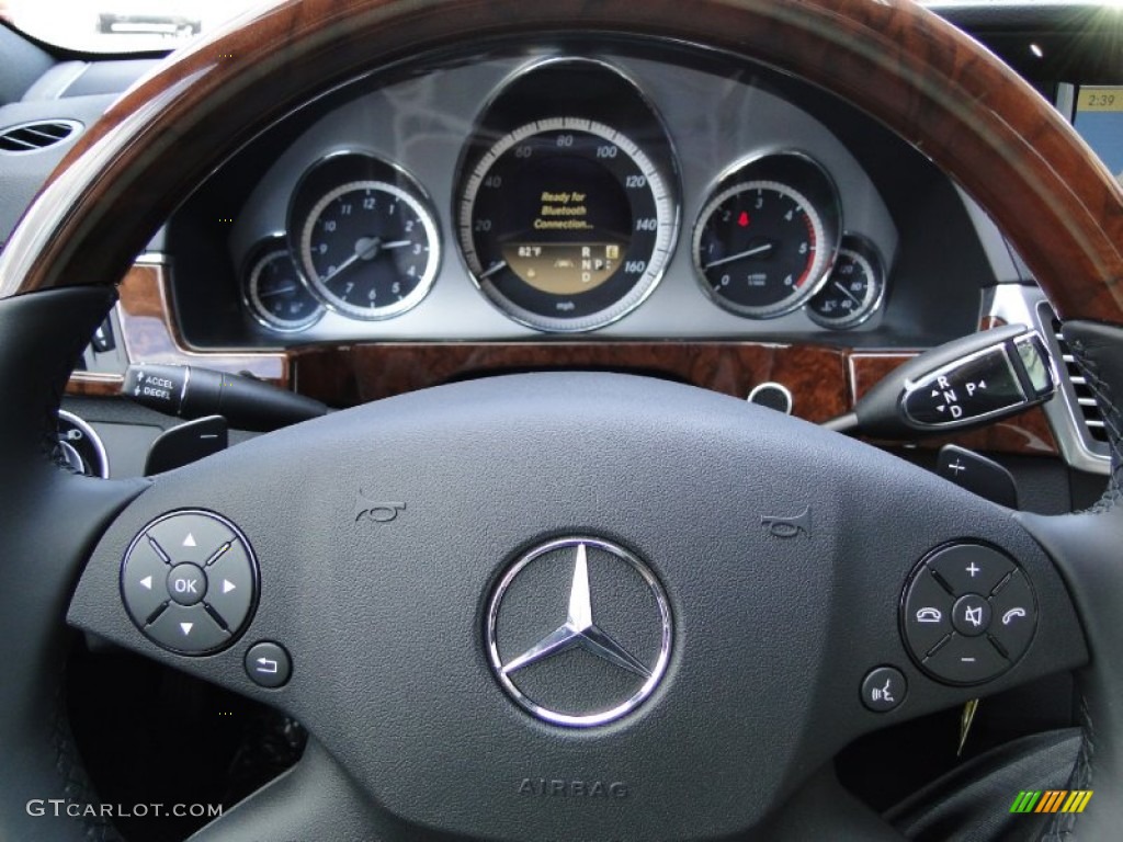 2012 Mercedes-Benz E 350 BlueTEC Sedan Almond/Black Steering Wheel Photo #55642745