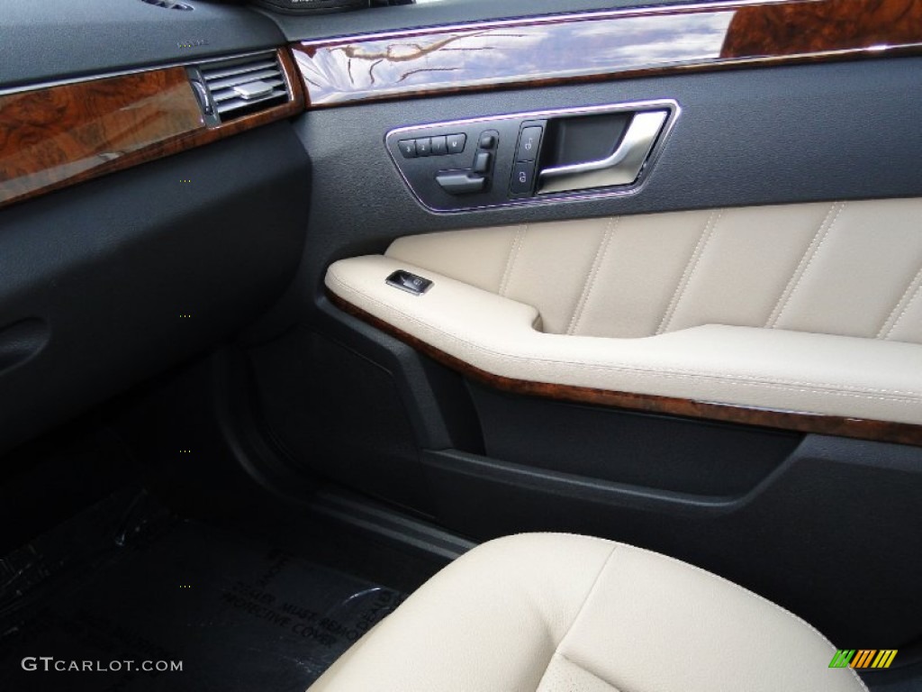 2012 Mercedes-Benz E 350 BlueTEC Sedan Almond/Black Door Panel Photo #55642802