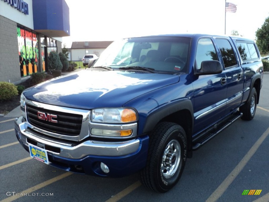 2003 Sierra 1500 SLE Crew Cab 4x4 - Marine Blue Metallic / Pewter photo #1