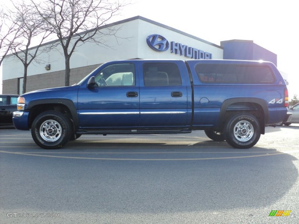 2003 Sierra 1500 SLE Crew Cab 4x4 - Marine Blue Metallic / Pewter photo #6