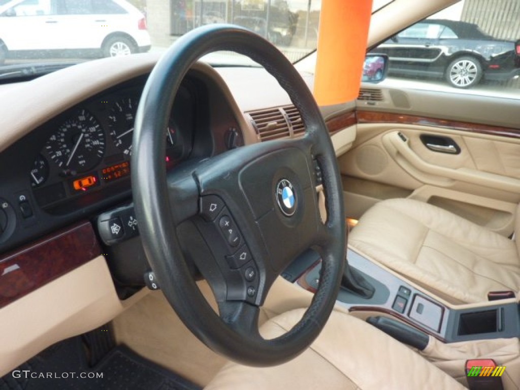 2001 BMW 5 Series 525i Sedan Beige Steering Wheel Photo #55645318