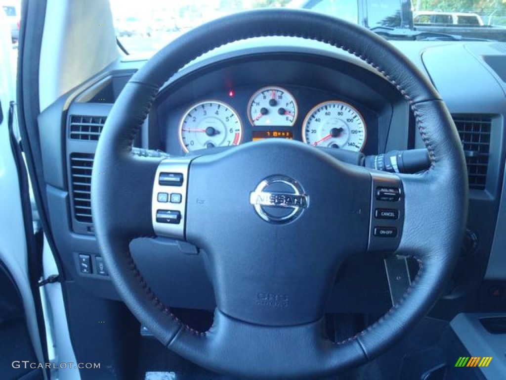 2012 Nissan Titan Pro-4X King Cab 4x4 Pro 4X Charcoal Steering Wheel Photo #55648555