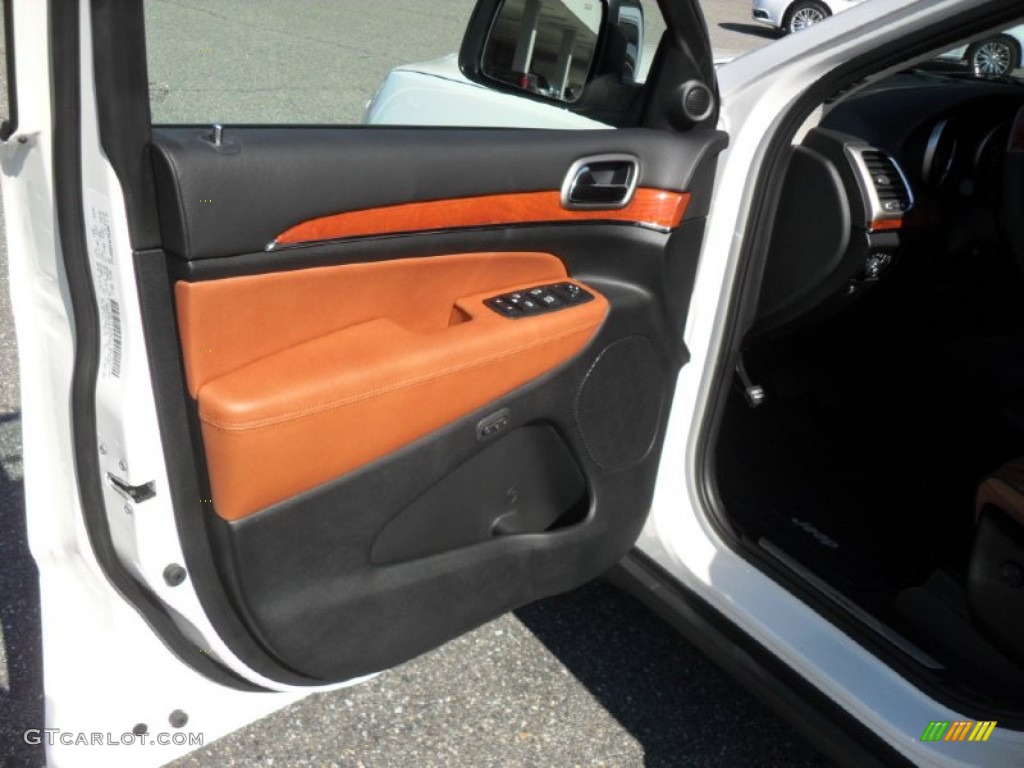 2012 Jeep Grand Cherokee Overland 4x4 New Saddle/Black Door Panel Photo #55653579