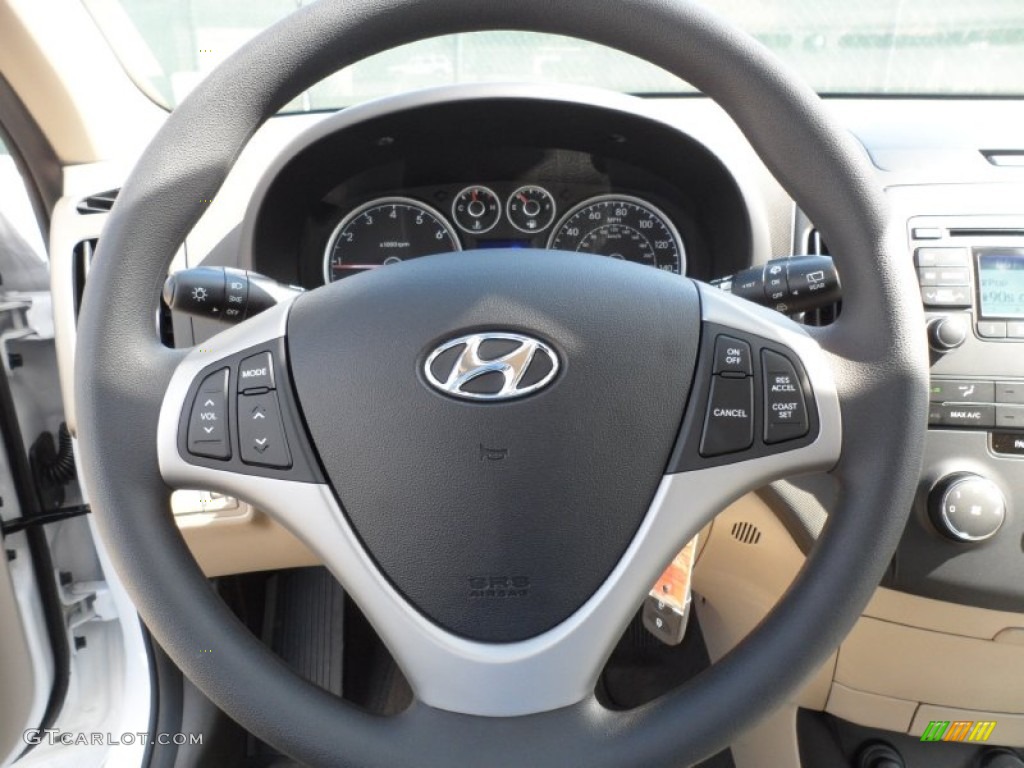 2012 Hyundai Elantra GLS Touring Beige Steering Wheel Photo #55658878