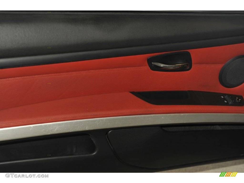 2007 BMW 3 Series 335i Coupe Coral Red/Black Door Panel Photo #55660013