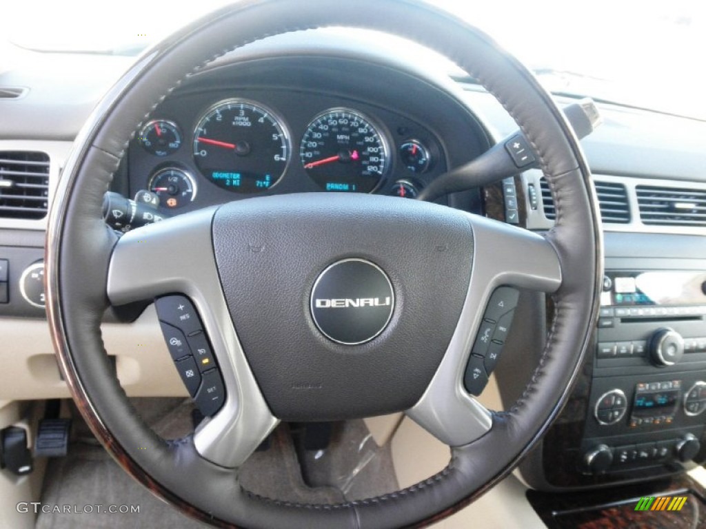 2012 GMC Sierra 2500HD Denali Crew Cab 4x4 Cocoa/Light Cashmere Steering Wheel Photo #55664440