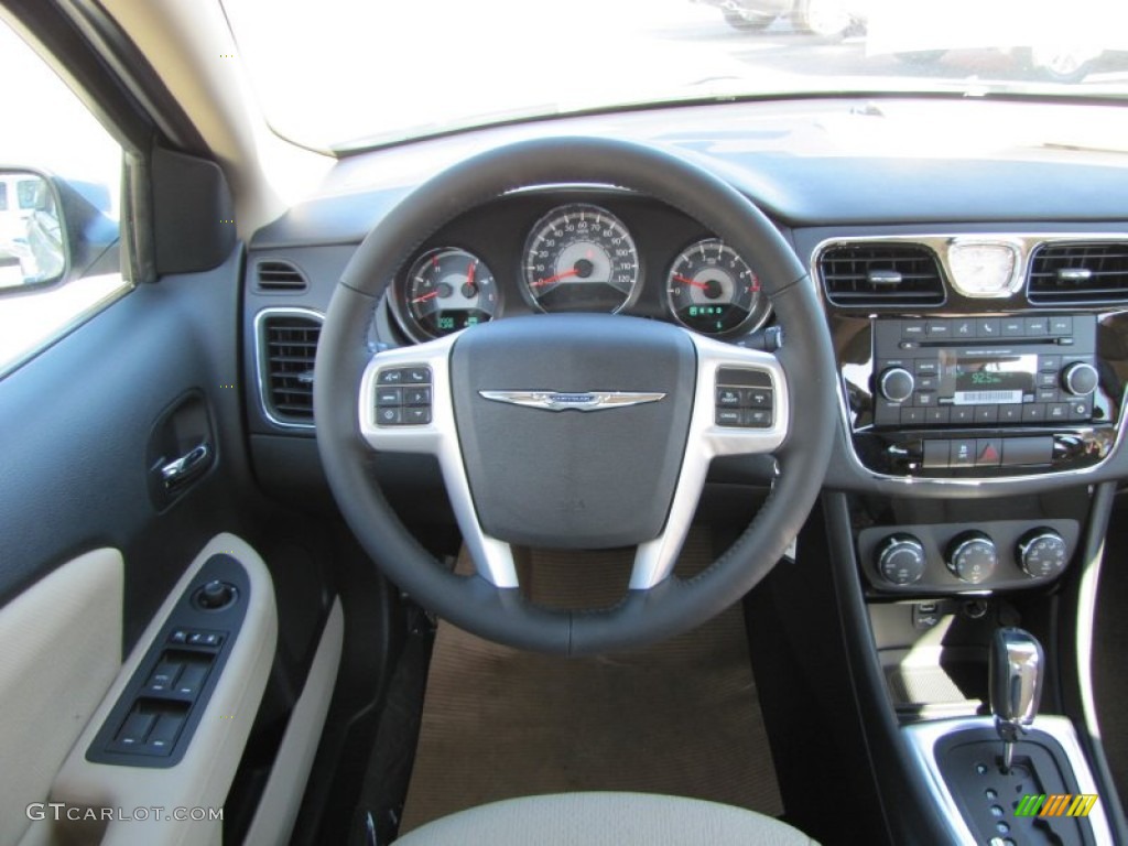 2012 Chrysler 200 Touring Sedan Black/Light Frost Steering Wheel Photo #55666642