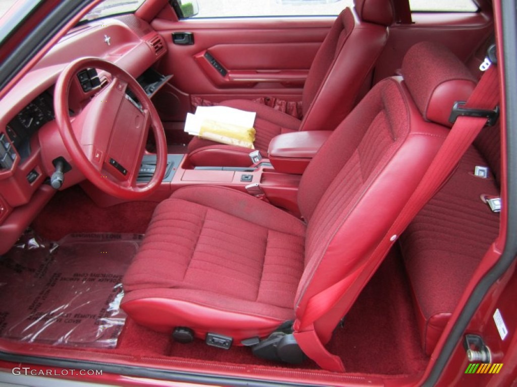 Scarlet Red Interior 1992 Ford Mustang GT Hatchback Photo #55673960