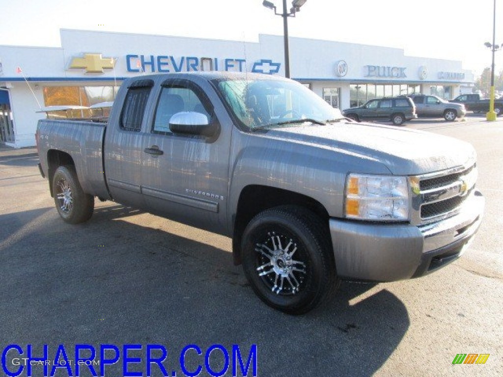 2009 Silverado 1500 LT Extended Cab 4x4 - Graystone Metallic / Dark Titanium photo #1
