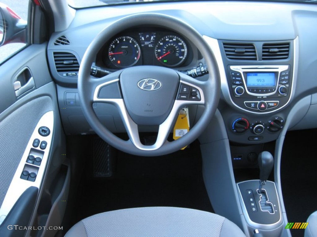 2012 Hyundai Accent GS 5 Door Gray Dashboard Photo #55681292