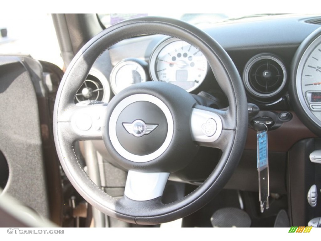 2010 Mini Cooper Convertible Hot Chocolate Leather/Cloth Steering Wheel Photo #55685706