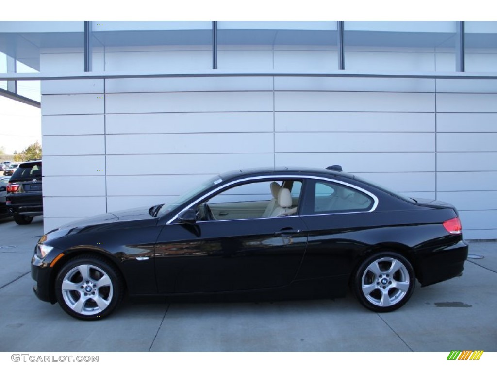 2008 3 Series 328xi Coupe - Black Sapphire Metallic / Cream Beige photo #3