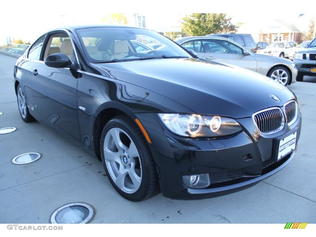 2008 3 Series 328xi Coupe - Black Sapphire Metallic / Cream Beige photo #7