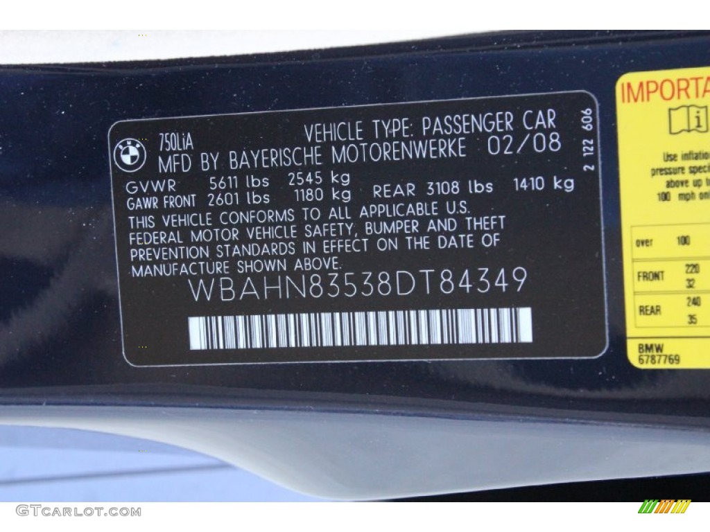 2008 7 Series 750Li Sedan - Monaco Blue Metallic / Beige photo #15