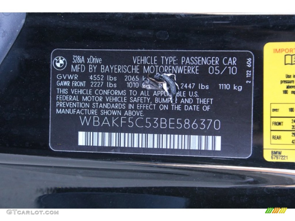 2011 3 Series 328i xDrive Coupe - Jet Black / Black photo #15