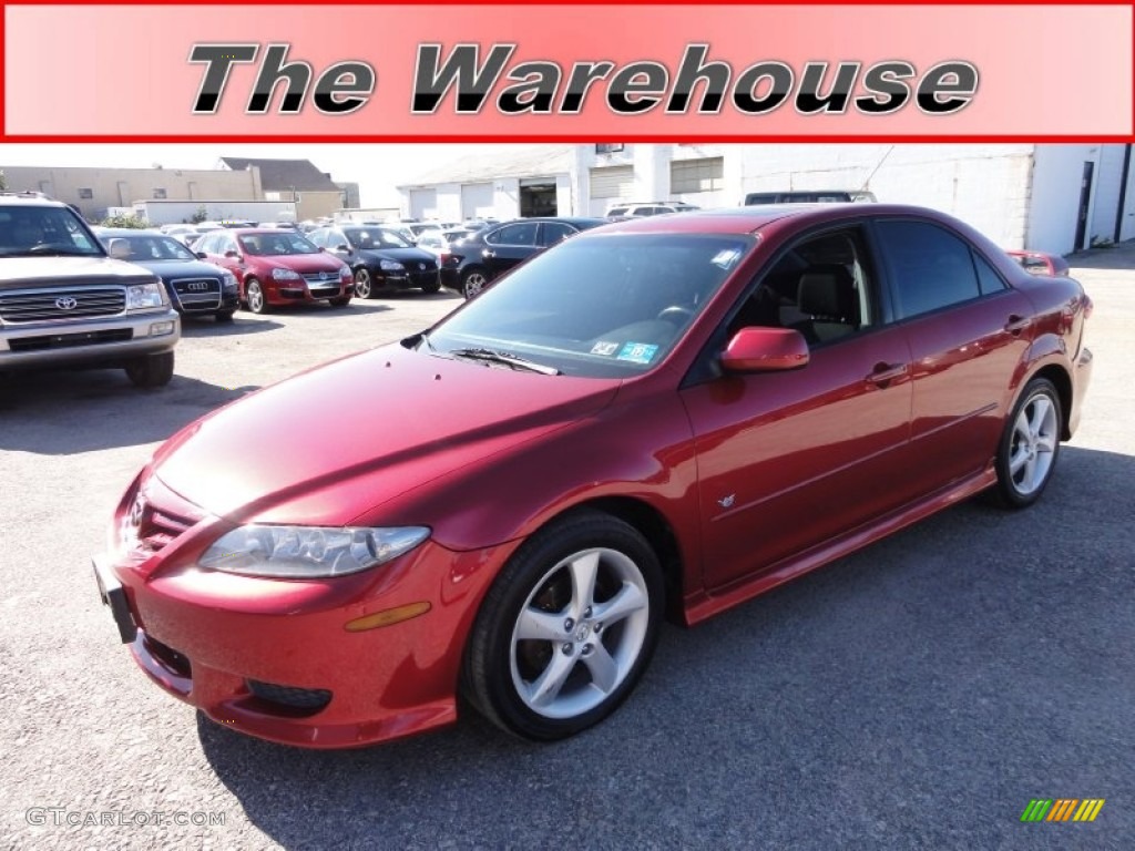 2004 MAZDA6 s Sport Sedan - Redfire Metallic / Gray photo #1