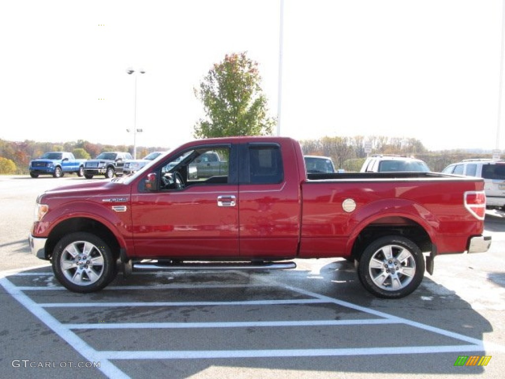 2010 F150 Lariat SuperCab 4x4 - Red Candy Metallic / Black photo #6