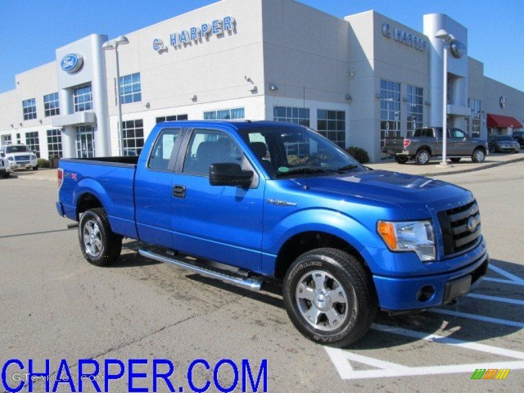 2010 F150 STX SuperCab 4x4 - Blue Flame Metallic / Medium Stone photo #1