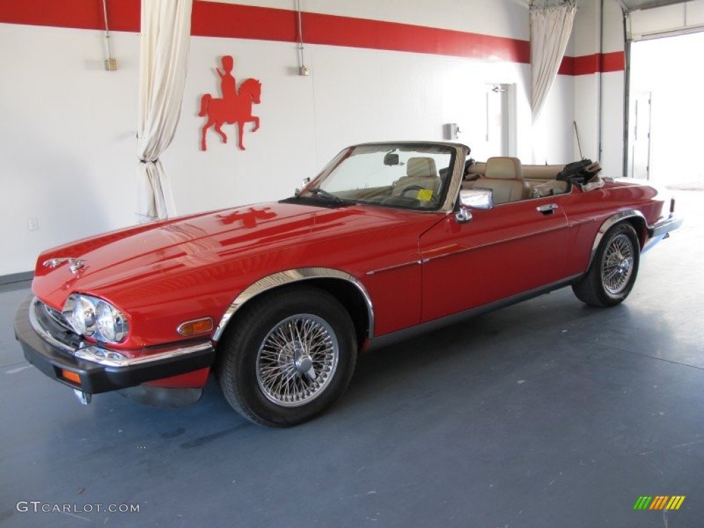 1990 XJ XJS Convertible - Signal Red / Beige/Red photo #1