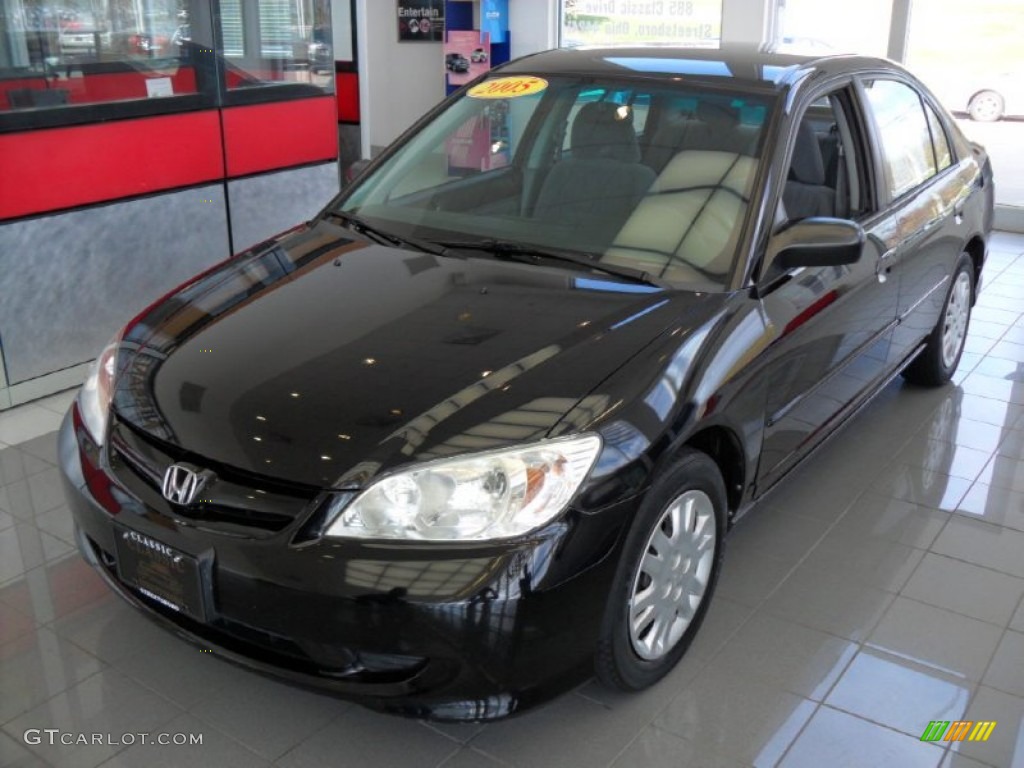 2005 Civic LX Sedan - Nighthawk Black Pearl / Black photo #1