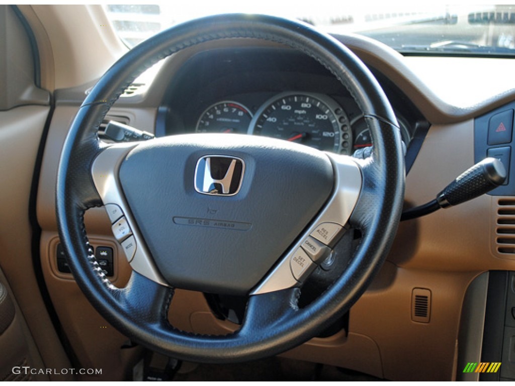 2005 Honda Pilot EX-L 4WD Saddle Steering Wheel Photo #55703049