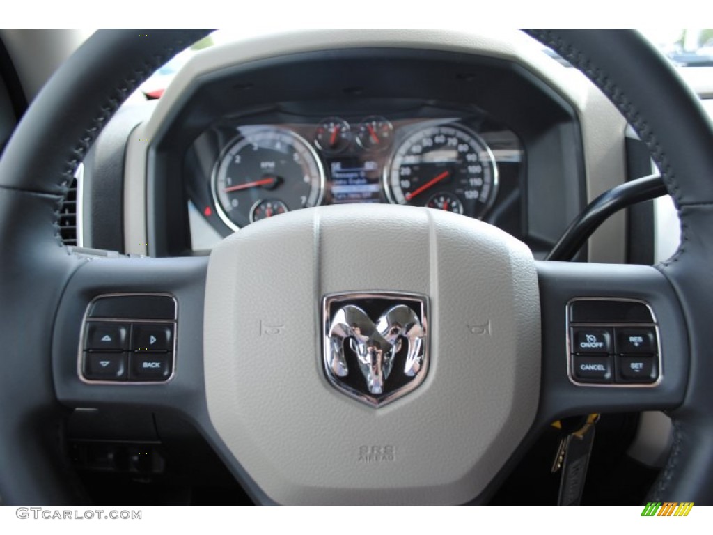 2012 Dodge Ram 1500 Big Horn Crew Cab 4x4 Dark Slate Gray/Medium Graystone Steering Wheel Photo #55713349