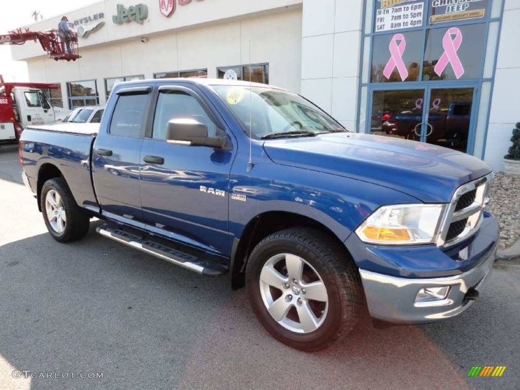 2009 Ram 1500 SLT Quad Cab 4x4 - Deep Water Blue Pearl / Dark Slate/Medium Graystone photo #2