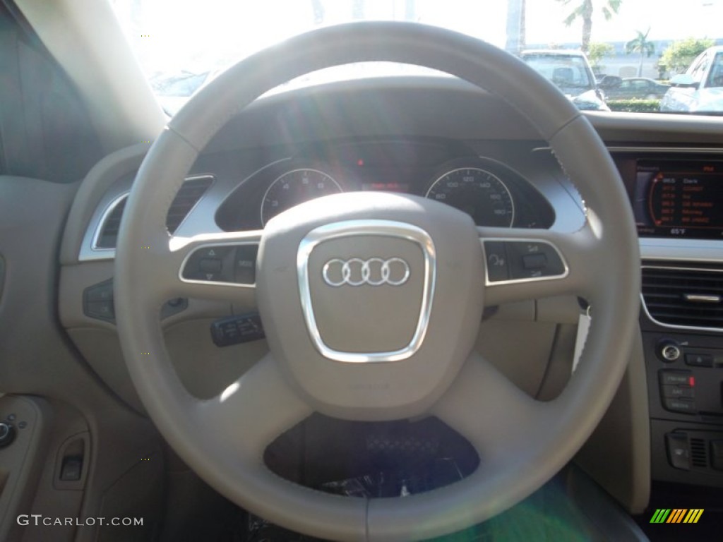 2010 Audi A4 2.0T Sedan Beige Steering Wheel Photo #55718204