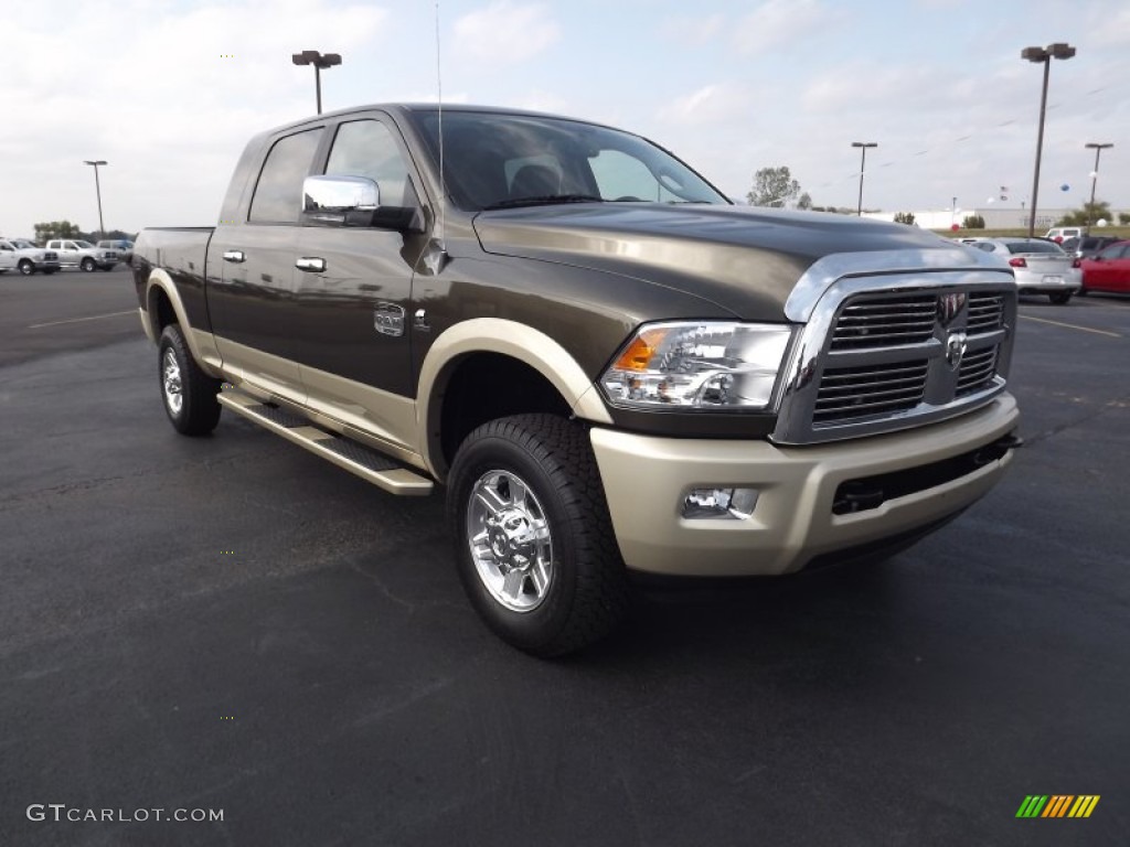 2012 Ram 2500 HD Laramie Longhorn Mega Cab 4x4 - Sagebrush Pearl / Light Pebble Beige/Bark Brown photo #3